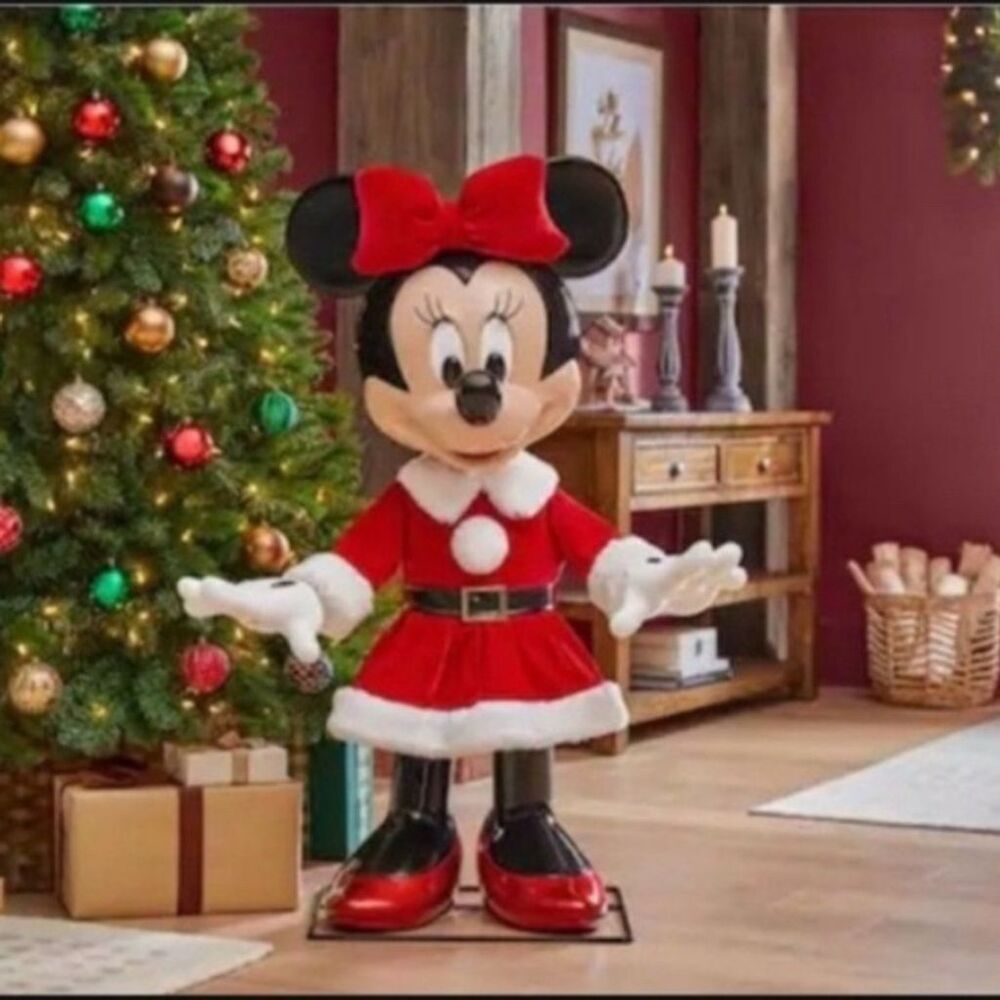Disney 4 ft Animated Minnie Mouse Holiday Decoration Red Animatronic​